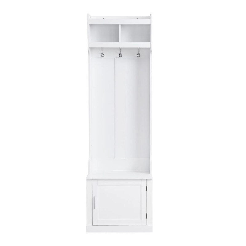 Porte-manteau minimaliste et fin avec meuble de rangement et 6 patères