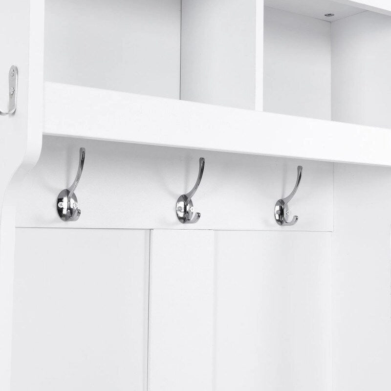 Porte-manteau minimaliste et fin avec meuble de rangement et 6 patères