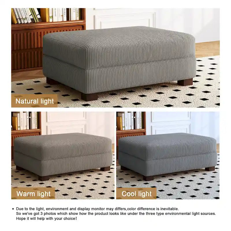 Pouf de canapé en velours côtelé avec bois massif