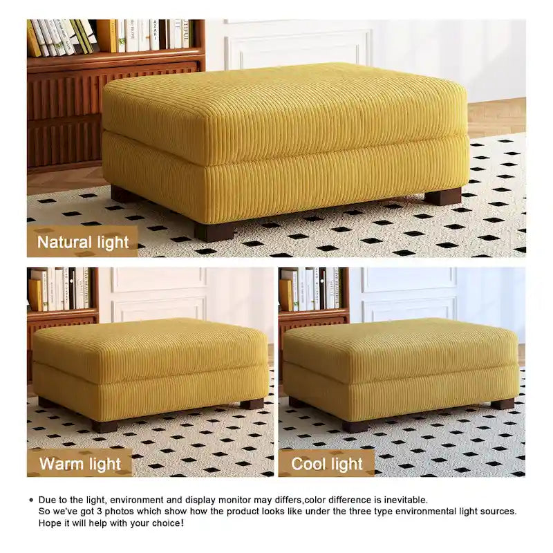 Pouf de canapé en velours côtelé avec bois massif