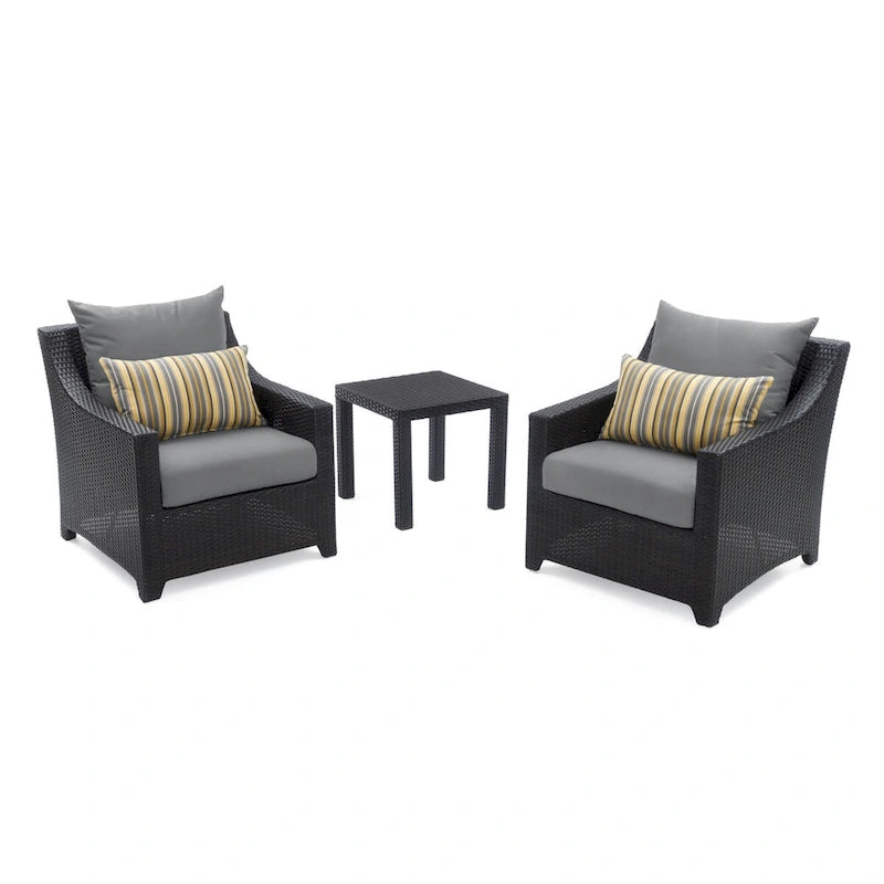 Ensemble Deco 3 pièces : 2 fauteuils de jardin en aluminium et 1 table d'appoint