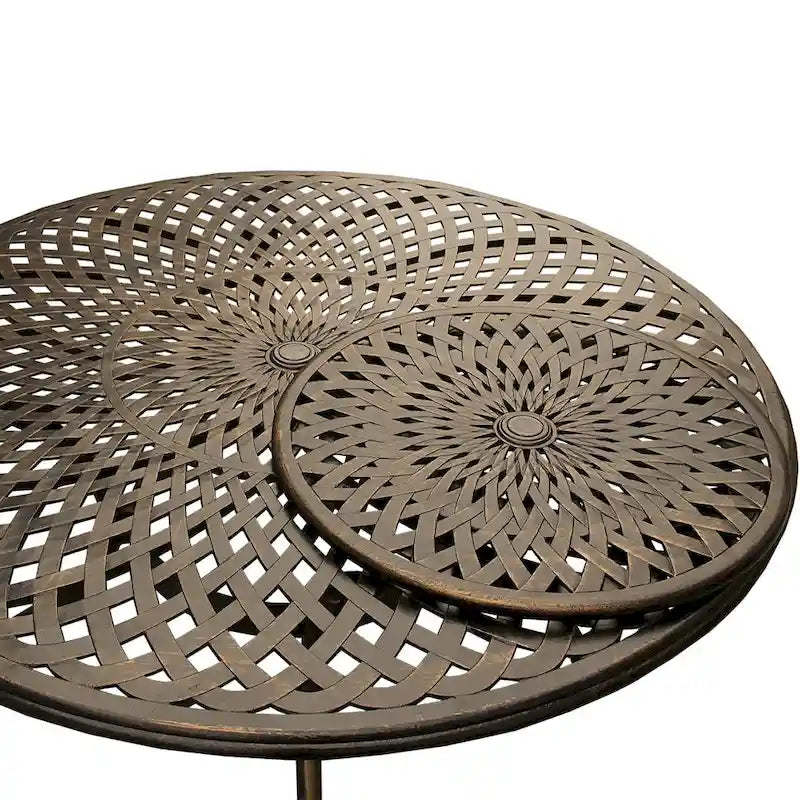 Ensemble de salle à manger rond 150 cm d'extérieur avec treillis, plateau tournant et six chaises