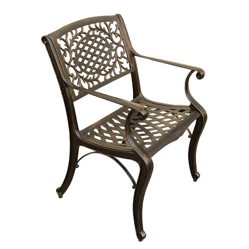 Ensemble de salle à manger rond 150 cm d'extérieur avec treillis, plateau tournant et six chaises