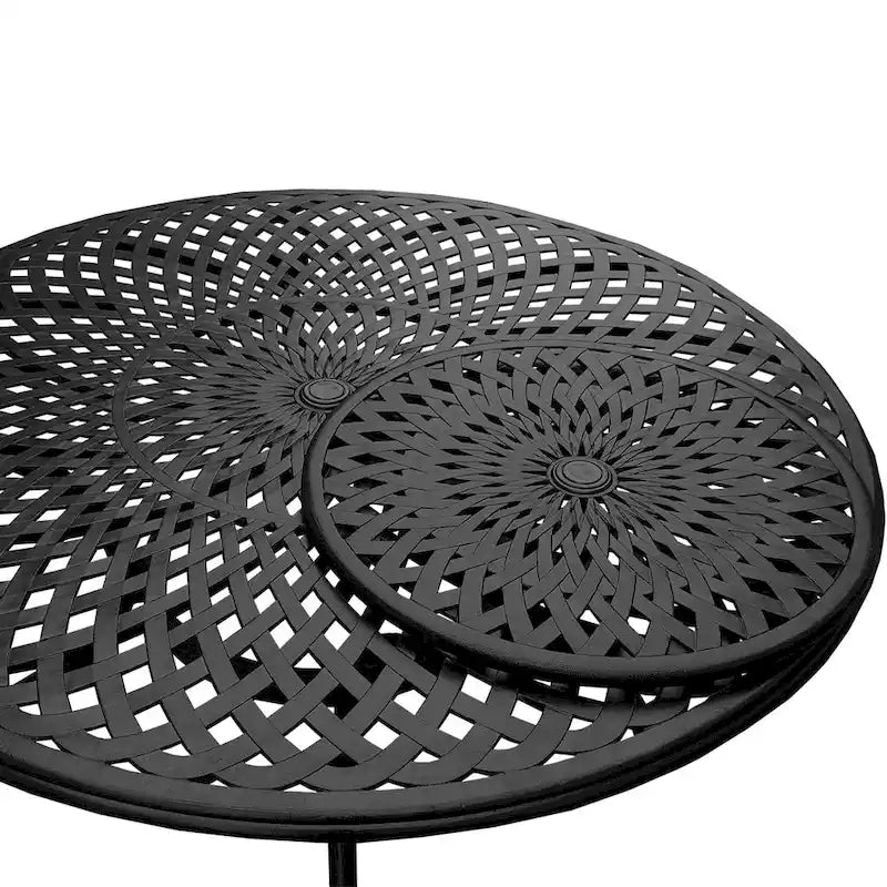 Ensemble de salle à manger rond 150 cm d'extérieur avec treillis, plateau tournant et six chaises