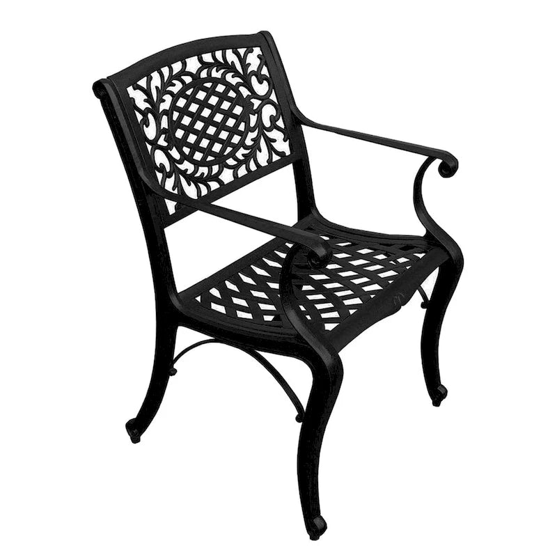 Ensemble de salle à manger rond 150 cm d'extérieur avec treillis, plateau tournant et six chaises