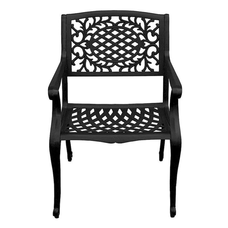 Ensemble de salle à manger rond 150 cm d'extérieur avec treillis, plateau tournant et six chaises