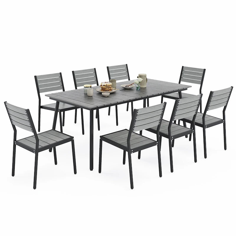 VredHom Ensemble de salle à manger d'extérieur 7/9 pièces avec chaises empilables