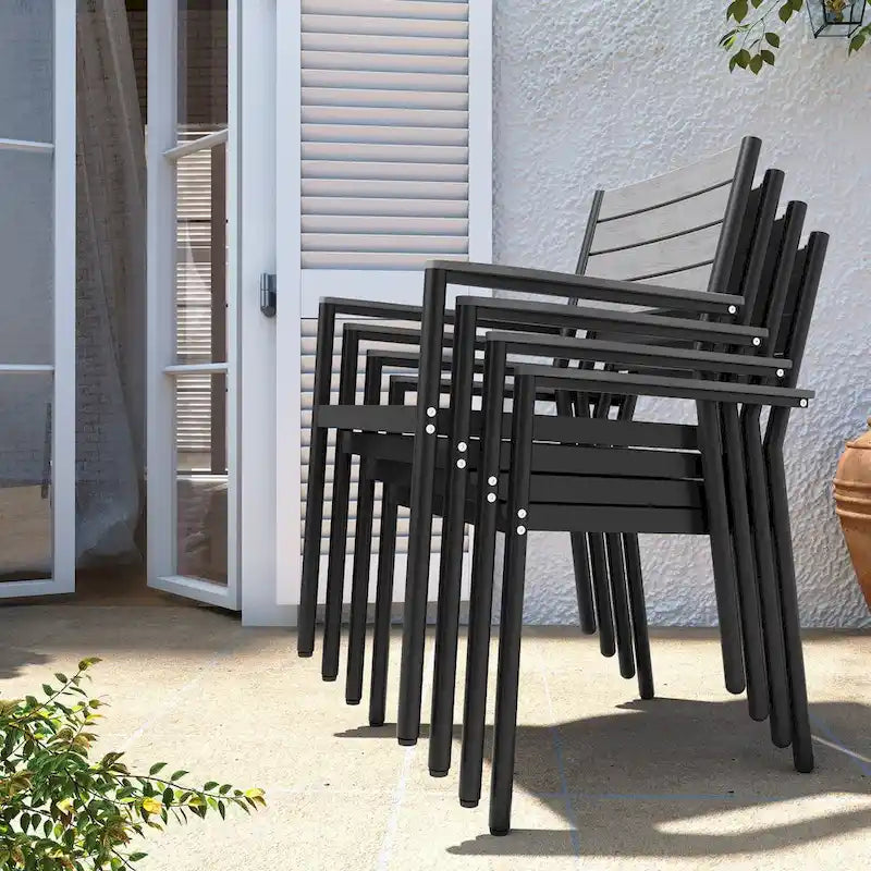 VredHom Ensemble de salle à manger d'extérieur 7/9 pièces avec chaises empilables