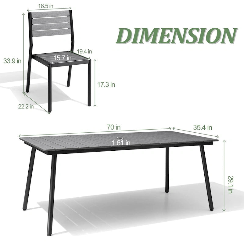 VredHom Ensemble de salle à manger d'extérieur 7/9 pièces avec chaises empilables