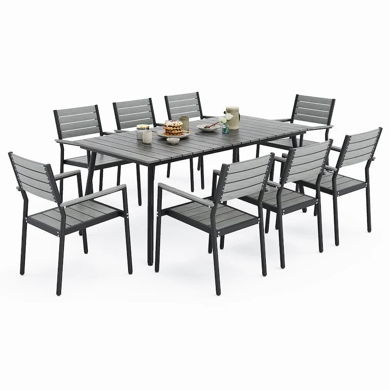 VredHom Ensemble de salle à manger d'extérieur 7/9 pièces avec chaises empilables