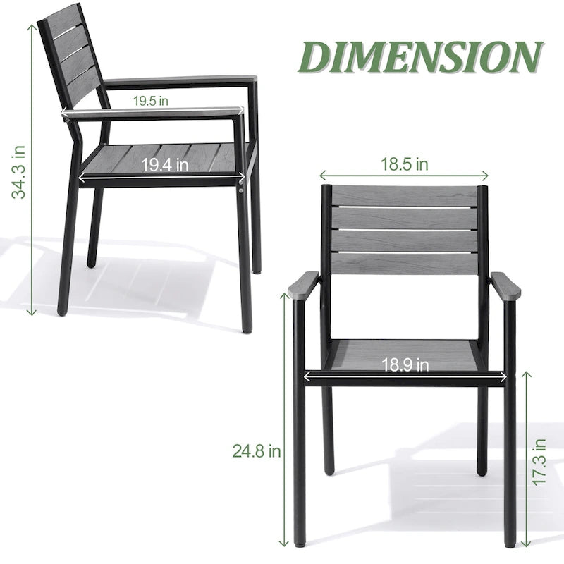 VredHom Ensemble de salle à manger d'extérieur 7/9 pièces avec chaises empilables