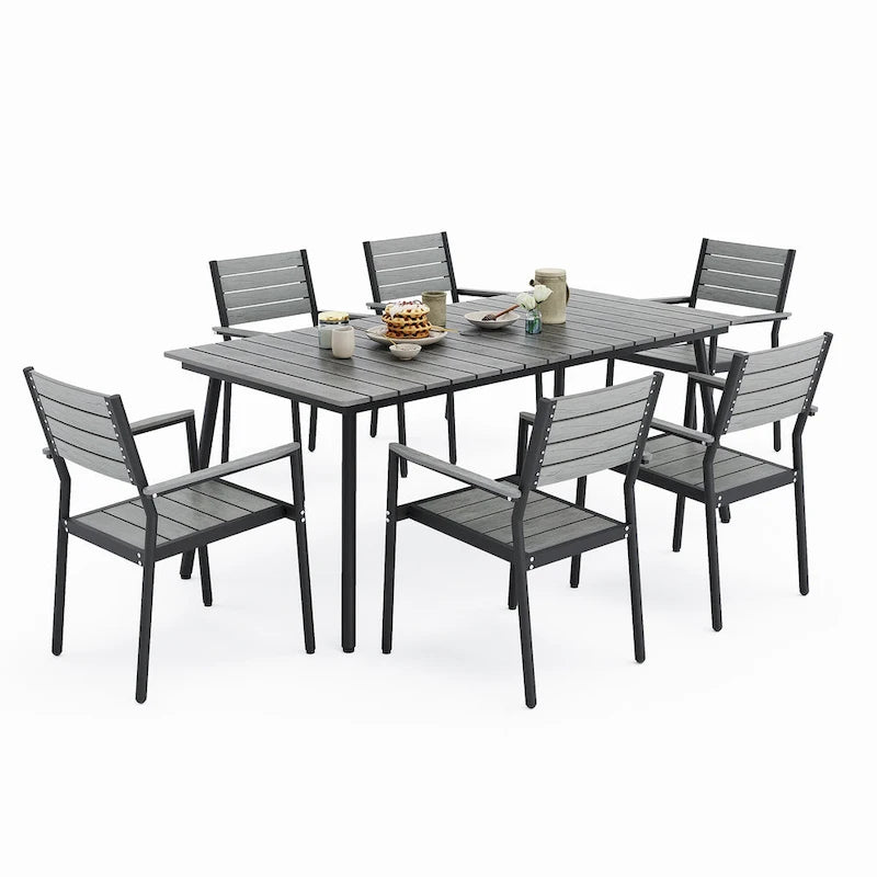 VredHom Ensemble de salle à manger d'extérieur 7/9 pièces avec chaises empilables
