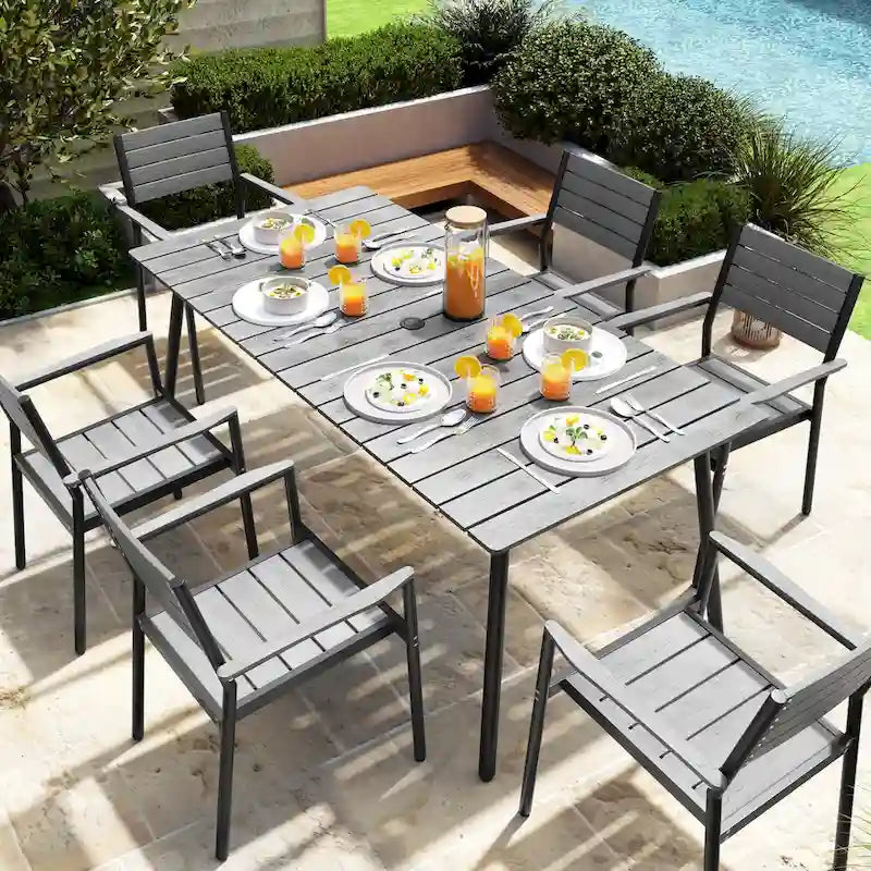 VredHom Ensemble de salle à manger d'extérieur 7/9 pièces avec chaises empilables