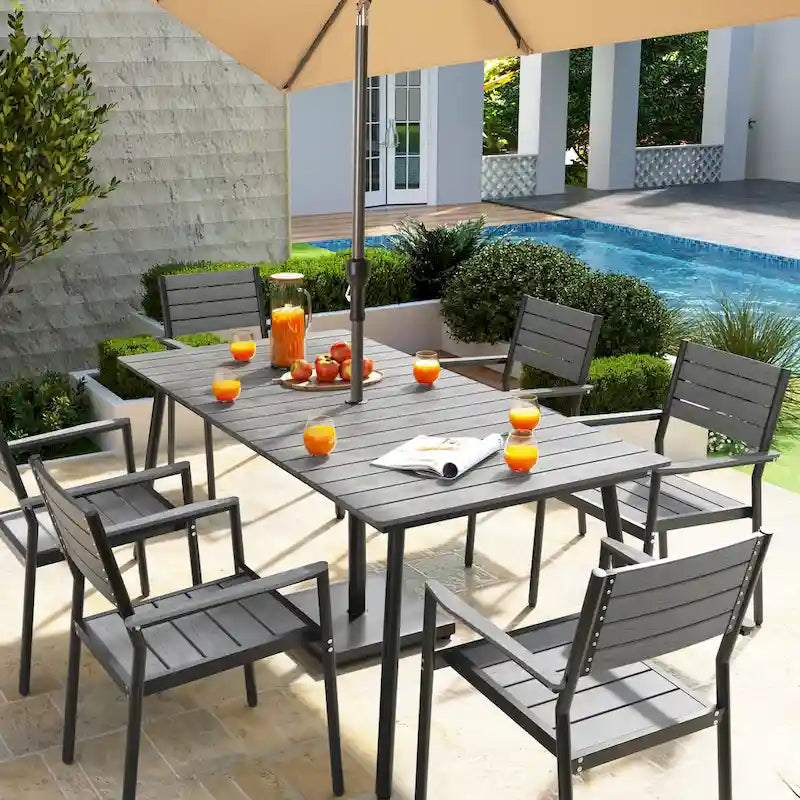 VredHom Ensemble de salle à manger d'extérieur 7/9 pièces avec chaises empilables
