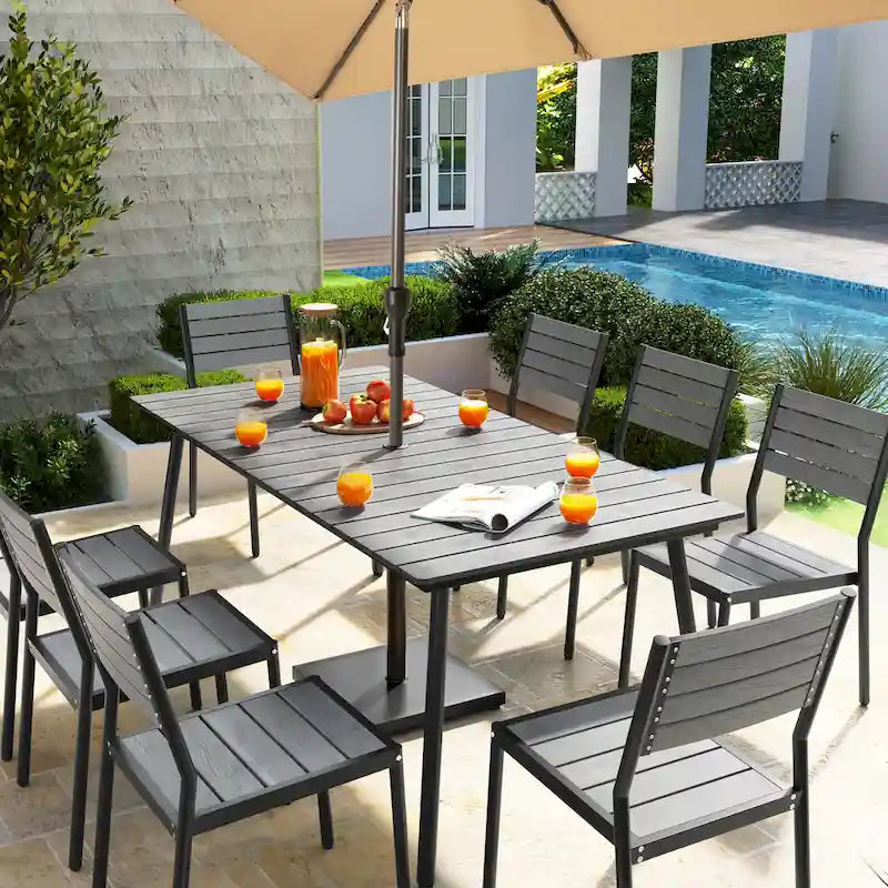 VredHom Ensemble de salle à manger d'extérieur 7/9 pièces avec chaises empilables