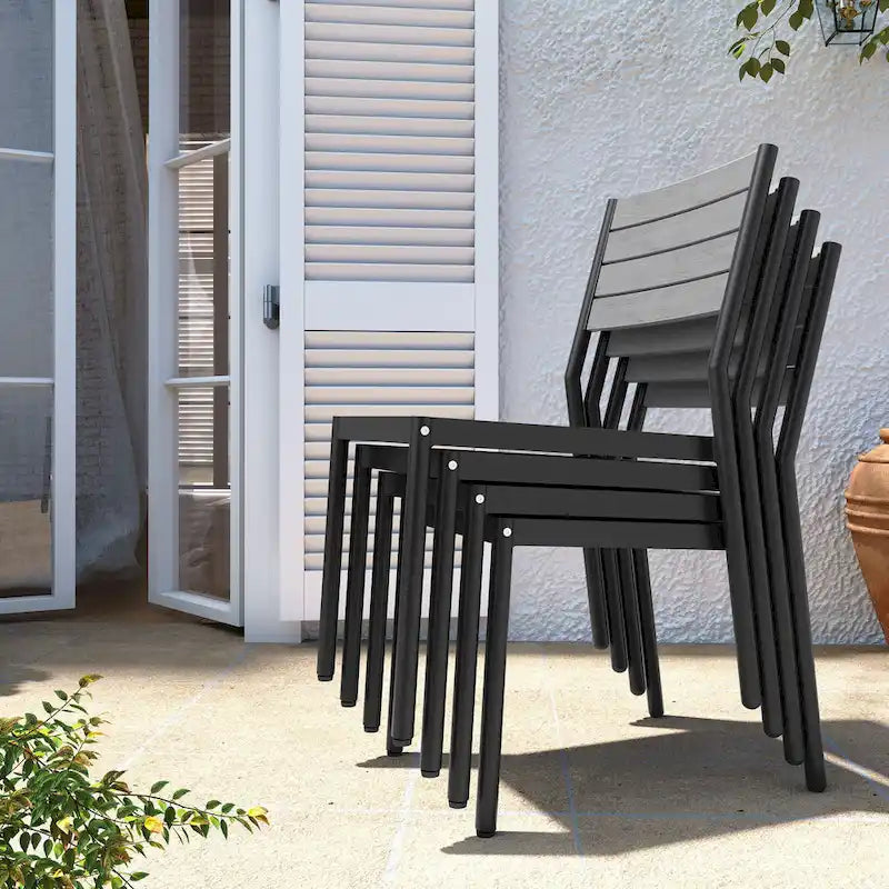 VredHom Ensemble de salle à manger d'extérieur 7/9 pièces avec chaises empilables