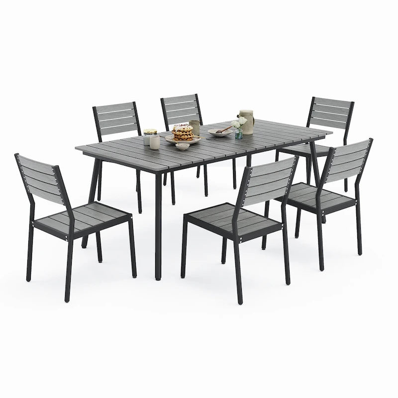 VredHom Ensemble de salle à manger d'extérieur 7/9 pièces avec chaises empilables