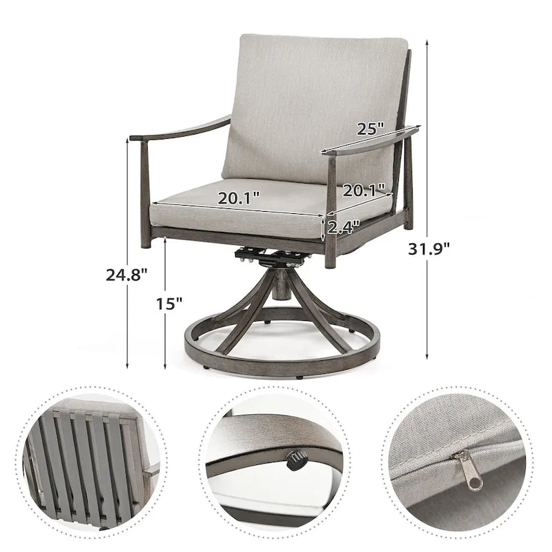 Ensemble de salle à manger d'extérieur 9 pièces en aluminium SleekLine avec dossier en sangle et coussins amovibles