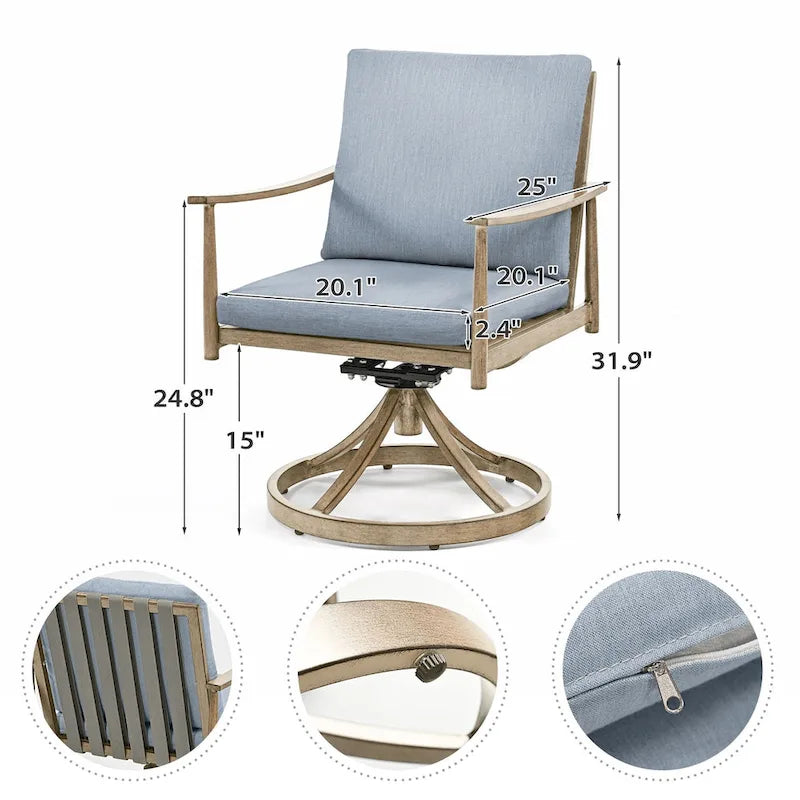 Ensemble de salle à manger d'extérieur 9 pièces en aluminium SleekLine avec dossier en sangle et coussins amovibles