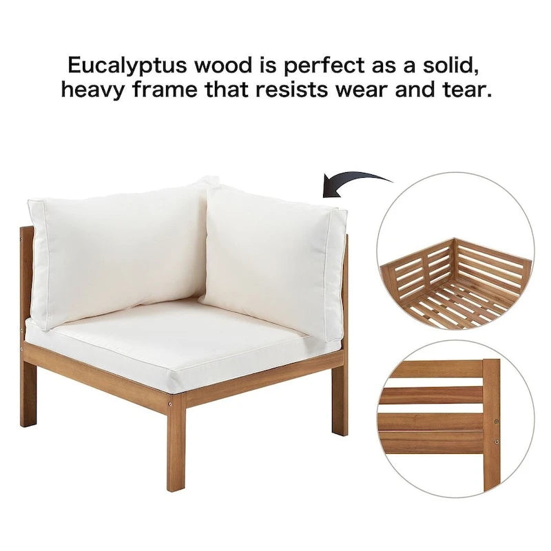 Ensemble de canapés de jardin 4 pièces en bois d'acacia au design exotique