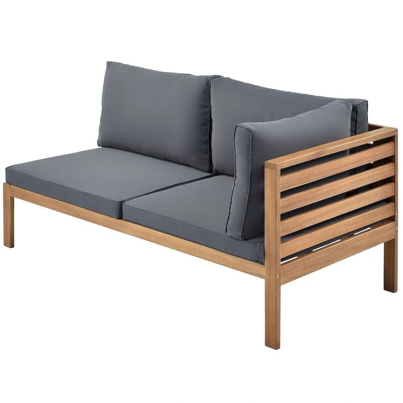 Ensemble de canapés de jardin 4 pièces en bois d'acacia au design exotique