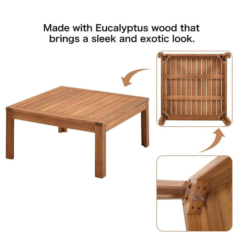 Ensemble de canapés de jardin 4 pièces en bois d'acacia au design exotique