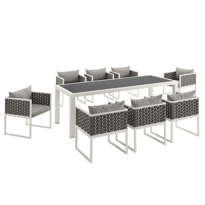 Ensemble de salle à manger d'extérieur 9 pièces en aluminium Stance - S.O.