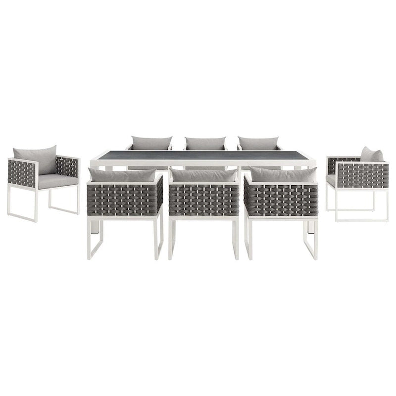Ensemble de salle à manger d'extérieur 9 pièces en aluminium Stance - S.O.