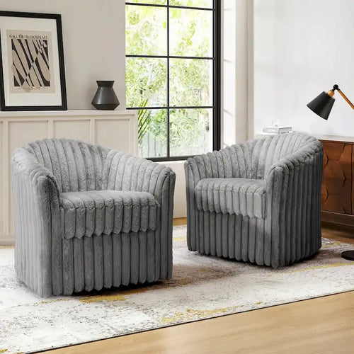 Lot de 2 fauteuils d'appoint pivotants modernes en velours côtelé moelleux, 49 cm