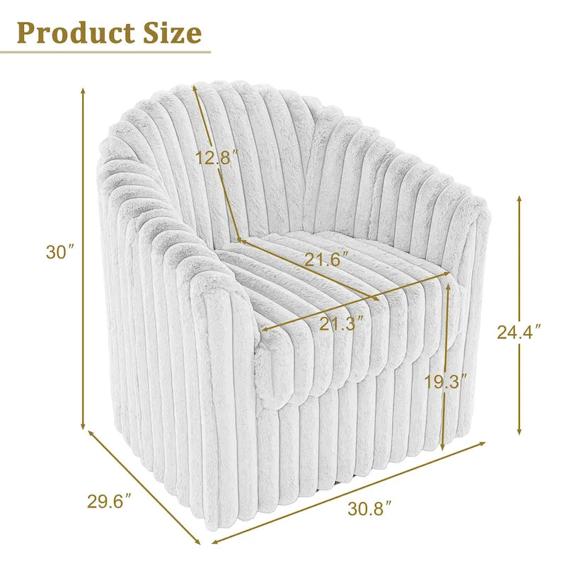 Lot de 2 fauteuils d'appoint pivotants modernes en velours côtelé moelleux, 49 cm