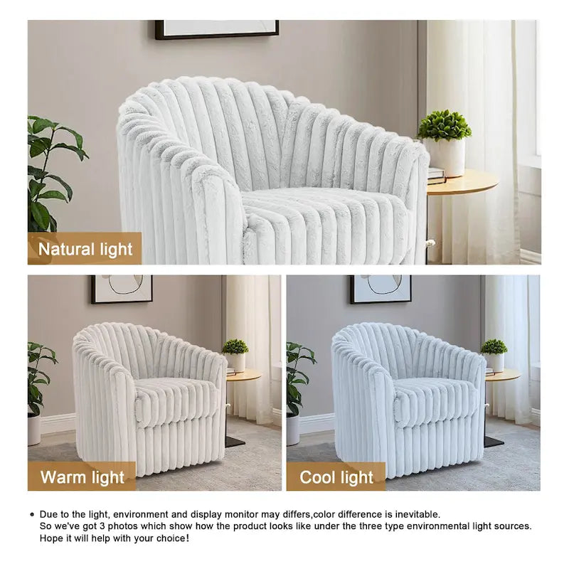 Lot de 2 fauteuils d'appoint pivotants modernes en velours côtelé moelleux, 49 cm