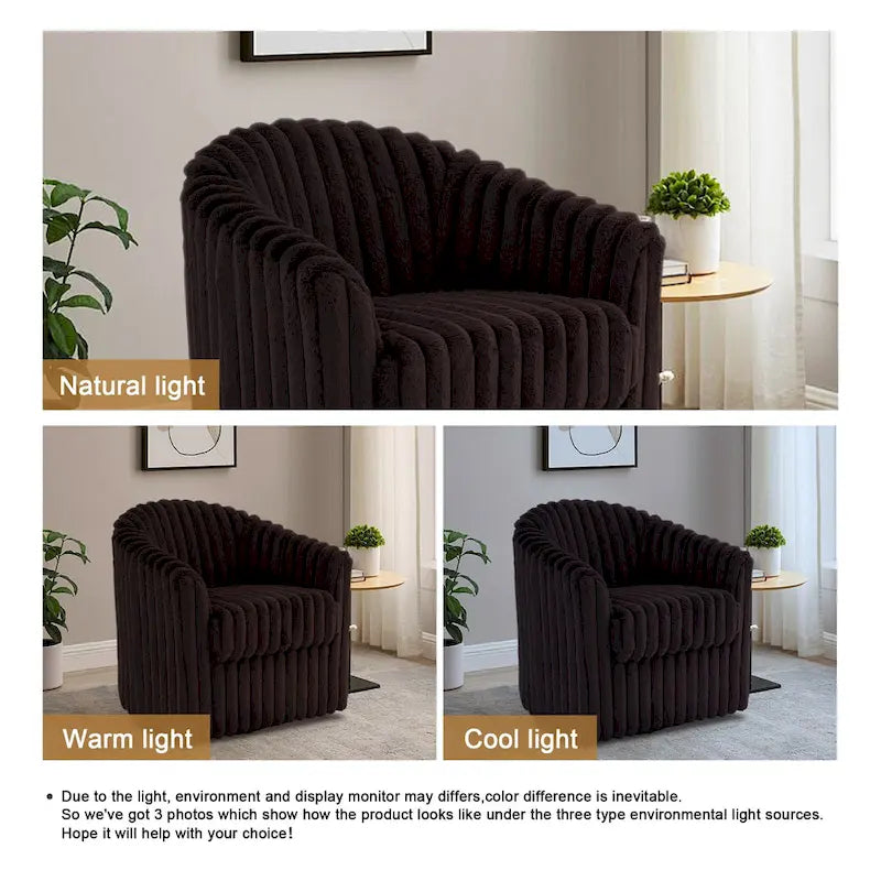 Lot de 2 fauteuils d'appoint pivotants modernes en velours côtelé moelleux, 49 cm