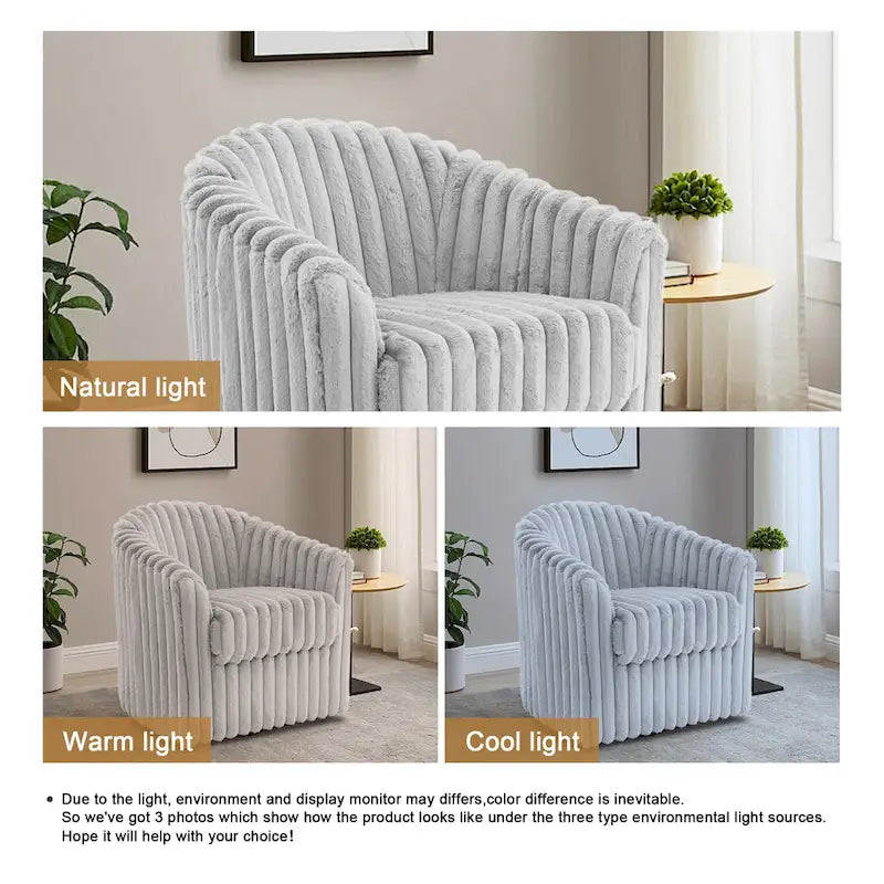 Lot de 2 fauteuils d'appoint pivotants modernes en velours côtelé moelleux, 49 cm