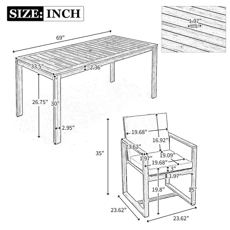 Ensemble Table et Chaises de Jardin pour Repas en Extérieur