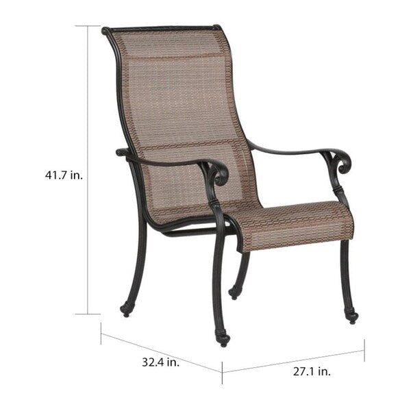 Ensemble de salle à manger carré Yorkshire 9 pièces en aluminium avec 8 chaises en textilène