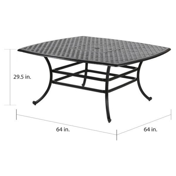 Ensemble de salle à manger carré Yorkshire 9 pièces en aluminium avec 8 chaises en textilène