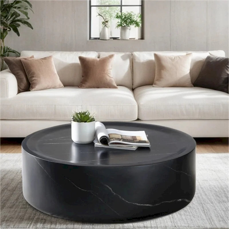 31.49 Table basse ronde robuste en fibre de verre avec grand espace de rangement