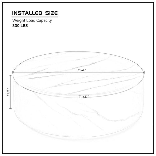31.49 Table basse ronde robuste en fibre de verre avec grand espace de rangement