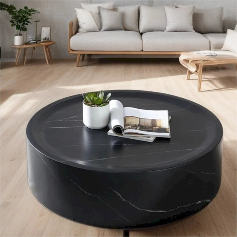 31.49 Table basse ronde robuste en fibre de verre avec grand espace de rangement