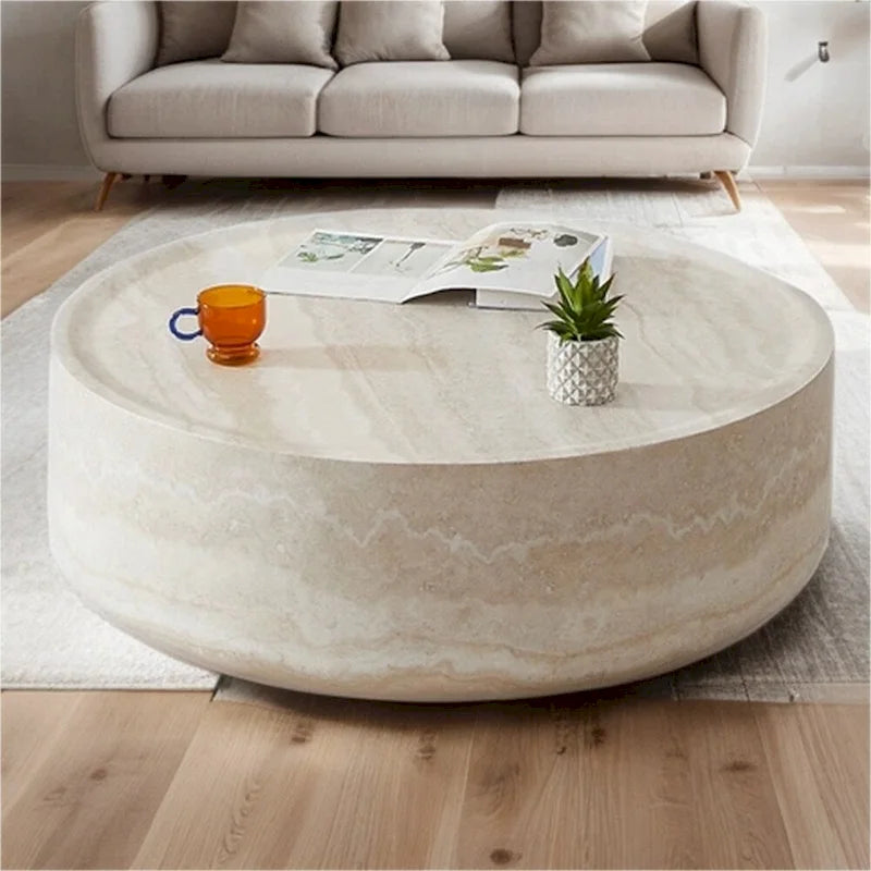31.49 Table basse ronde robuste en fibre de verre avec grand espace de rangement