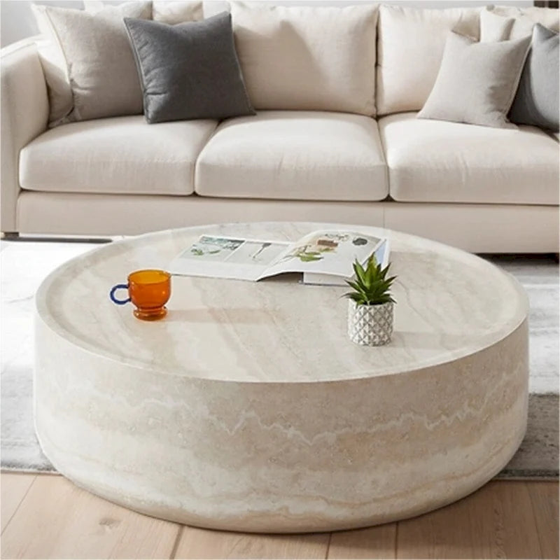 31.49 Table basse ronde robuste en fibre de verre avec grand espace de rangement