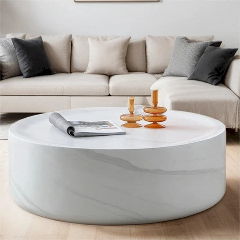 31.49 Table basse ronde robuste en fibre de verre avec grand espace de rangement