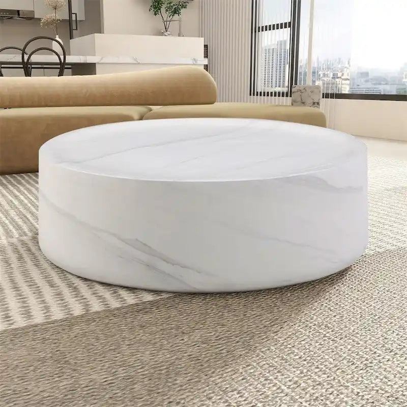 31.49 Table basse ronde robuste en fibre de verre avec grand espace de rangement