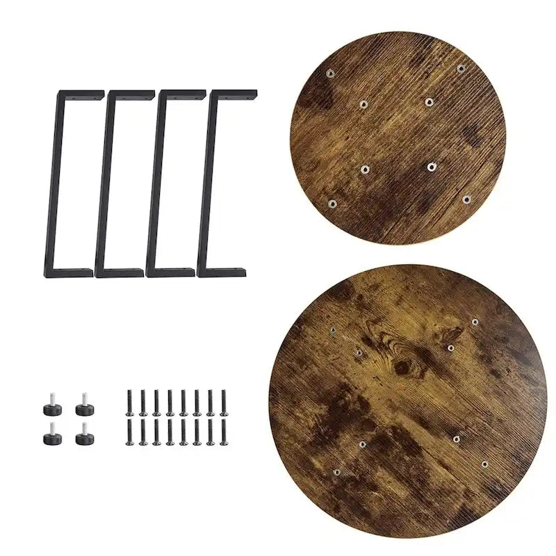 Table d'appoint ronde en métal avec étagère de rangement