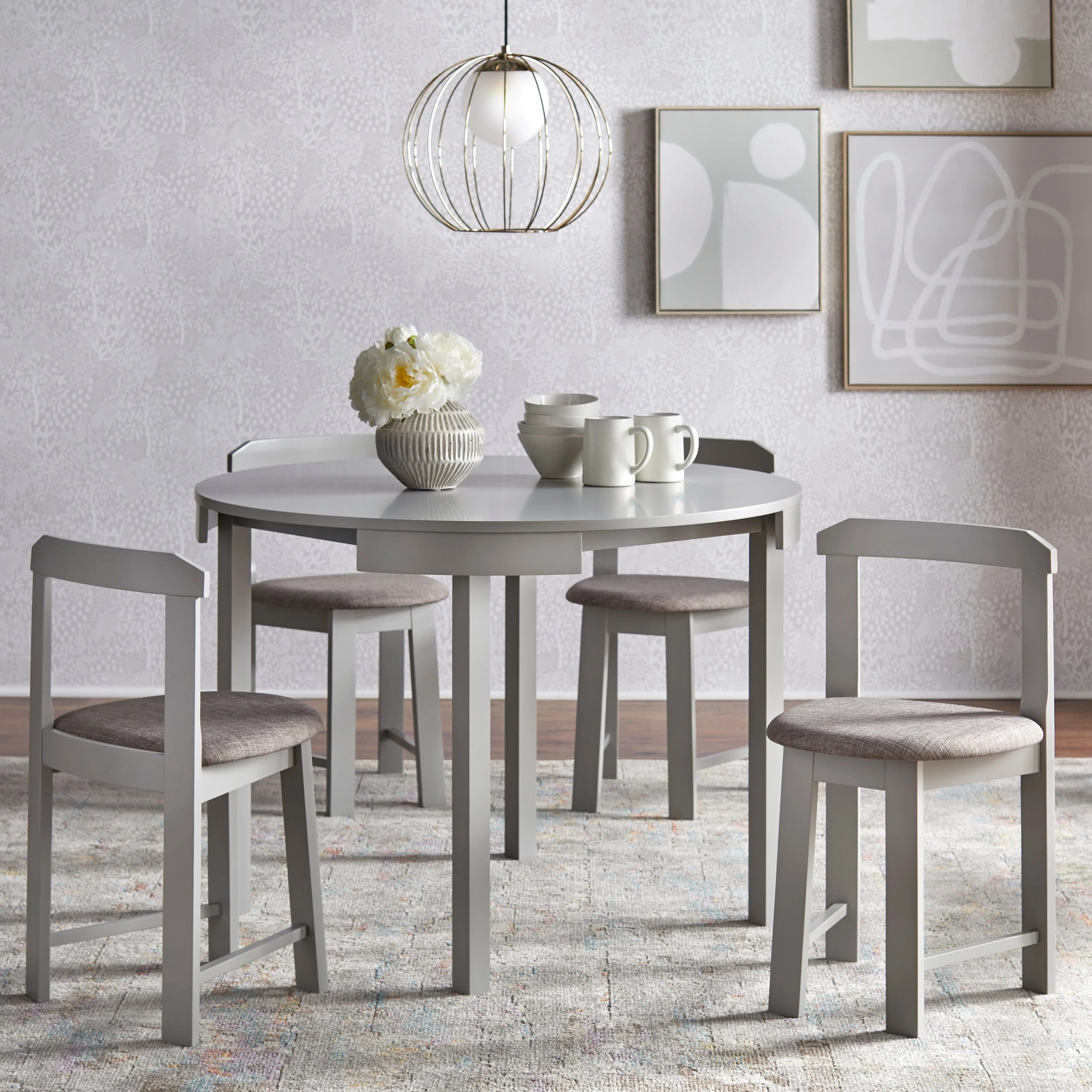 Ensemble de salle à manger rond compact 5 pièces Harrisburg Tobey