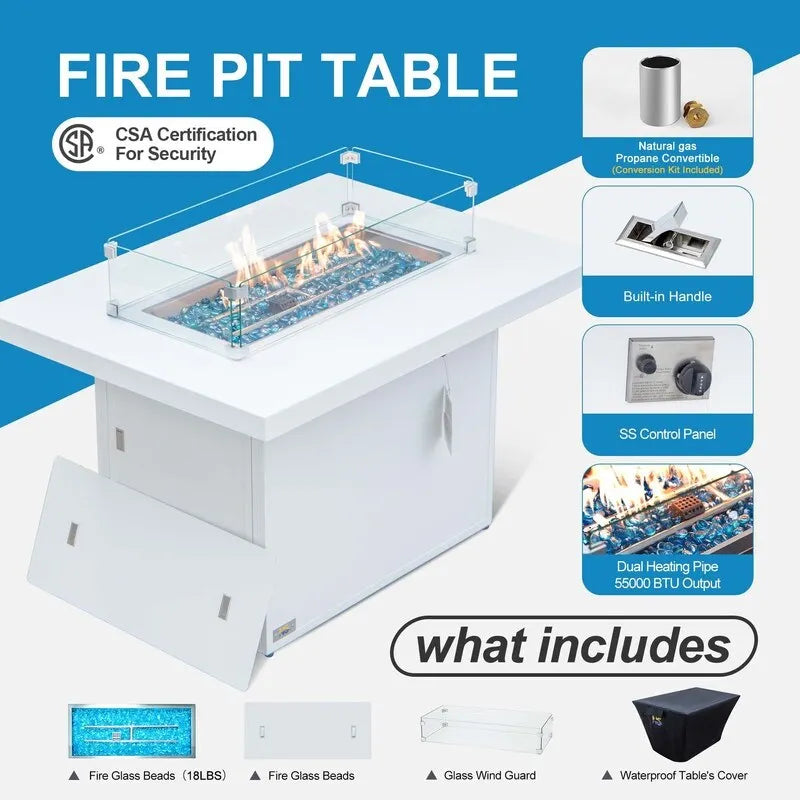 FINCATI Ensemble de 7 canapés modulaires de conversation d'extérieur avec table
