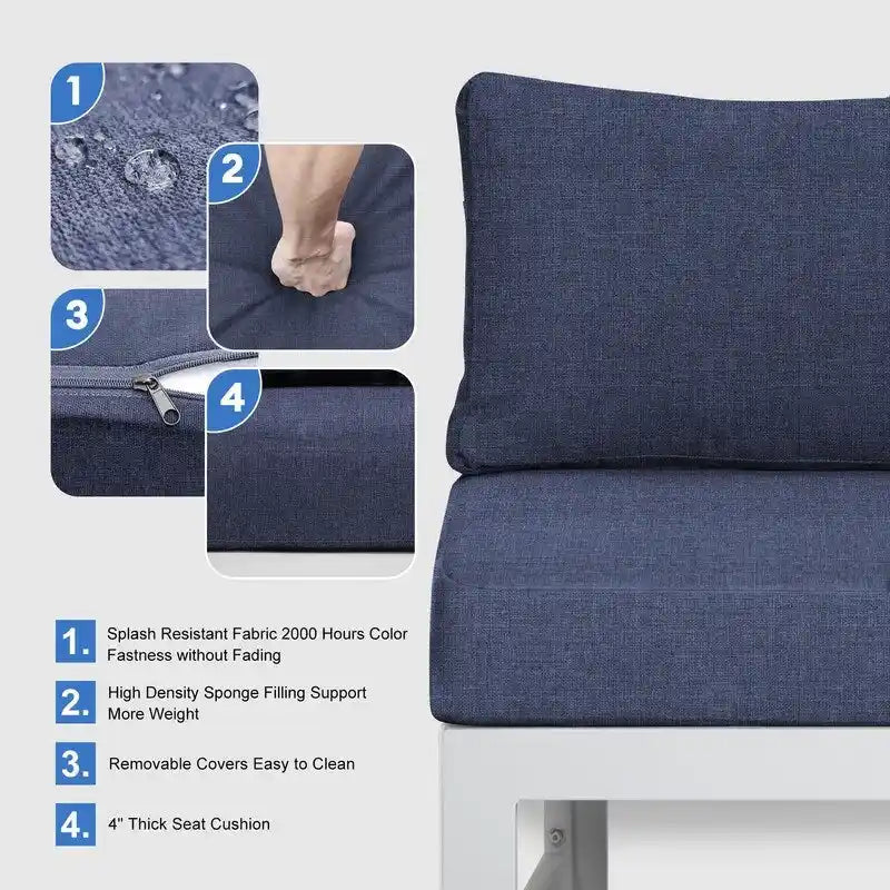 FINCATI Ensemble de 7 canapés modulaires de conversation d'extérieur avec table
