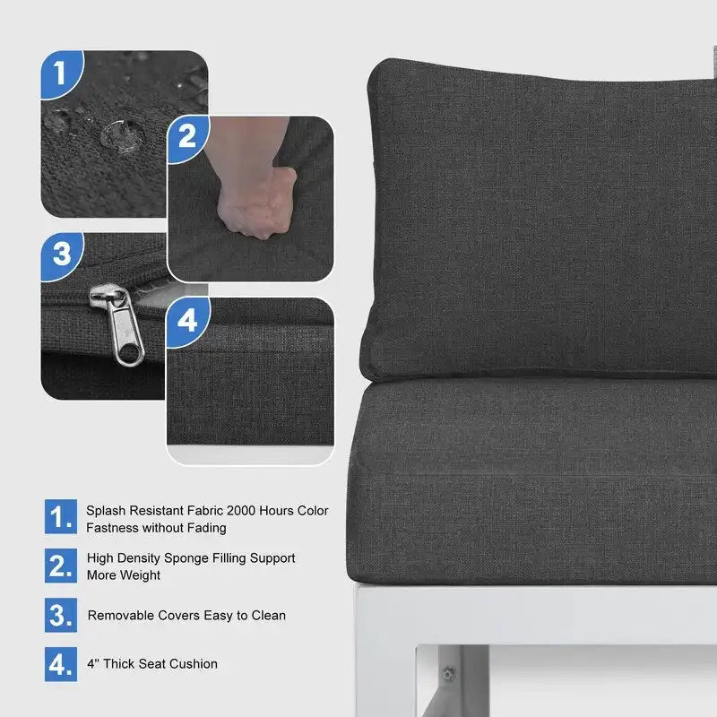 FINCATI Ensemble de 7 canapés modulaires de conversation d'extérieur avec table