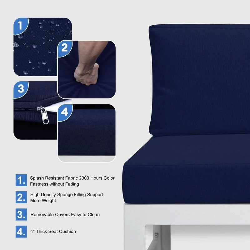 FINCATI Ensemble de 7 canapés modulaires de conversation d'extérieur avec table