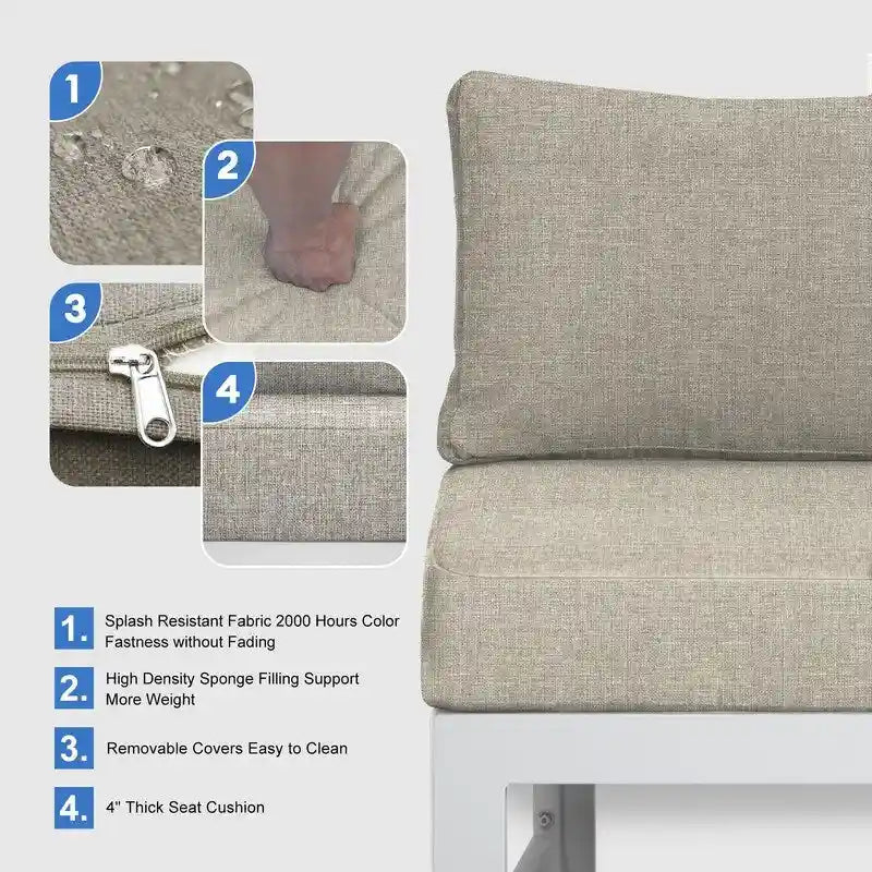 FINCATI Ensemble de 7 canapés modulaires de conversation d'extérieur avec table